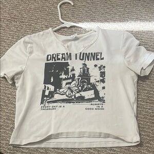 White Graphic Tee with Dream Tunnel Print